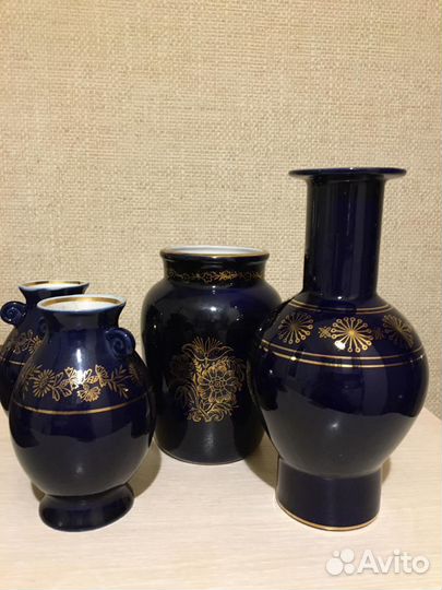 Вазы - кобальт с позолотой