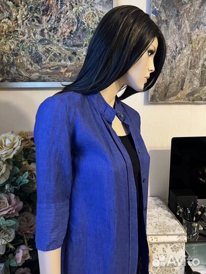 Дизайнерская рубашка-накидка лён Blanckelly