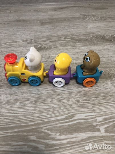 Весёлый паровозик музыкальный и каталка волчонок