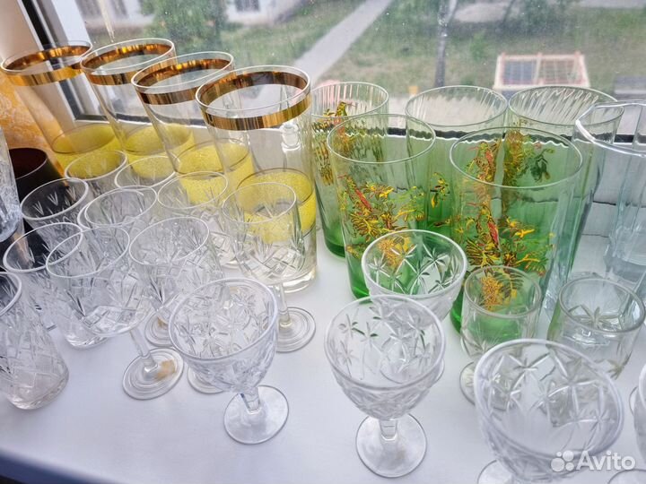 Хрустальные бокалы, рюмки и стаканы из стекла СССР