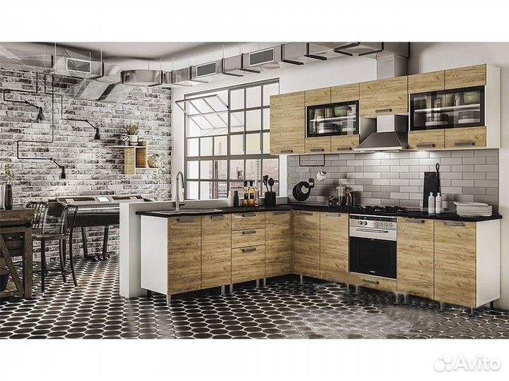 Кухня Крафт тумба 10 Р2 корпус белый, фасад 10 Р 2