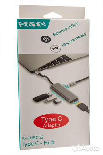 USB Type-C Hub 3 USB 3.0 sate A-hubc52 5 в 1