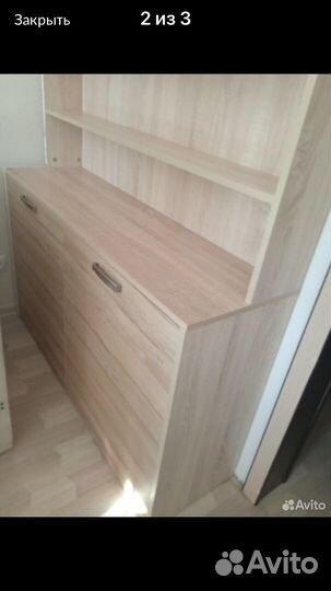 Широкая тумба с подсветкой + шкафчик