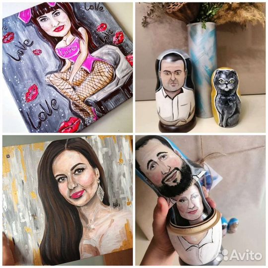 Шарж, Матрёшки, портрет ручная работа