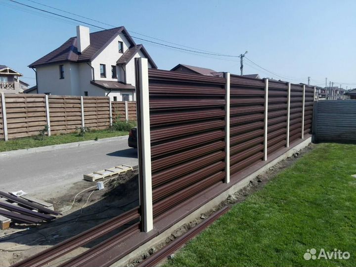 Заборы под ключ профнастил штакетник сетка навесы