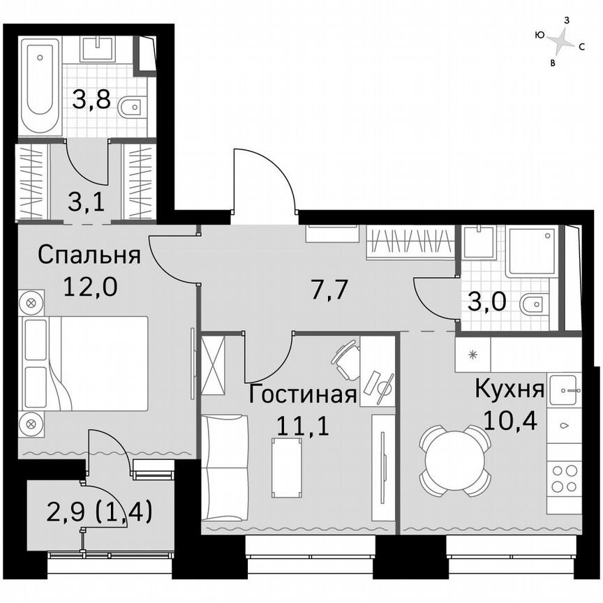 2-к. квартира, 52,5 м², 41/41 эт.