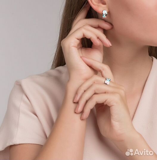 Серьги sunlight серебро, эмаль, фианит