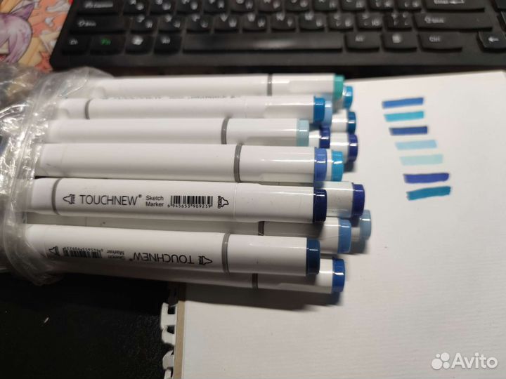 Маркеры спиртовые синие 18 шт