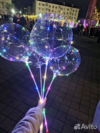 Бобо светящиеся шары и фольгированные на палочке