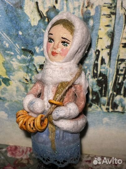 Ватные елочные игрушки ручной работы куколки