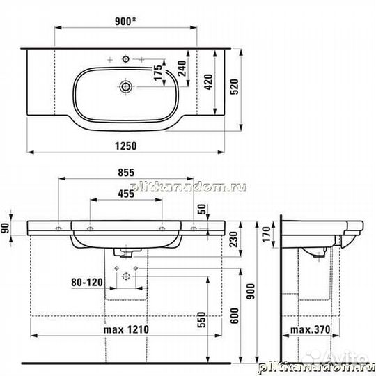 Laufen LB3 8.1068.8.000.104.1 раковина-столешница 125 см