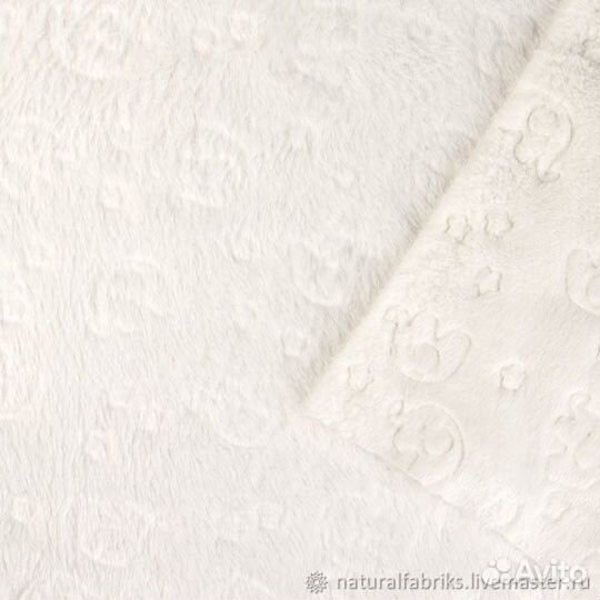 Отрез ткани флис пушистый молочно-кремовый Италия