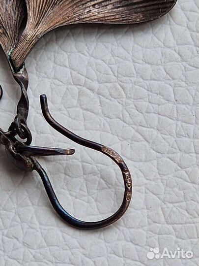 Серебряные серьги 916, 925 янтарь