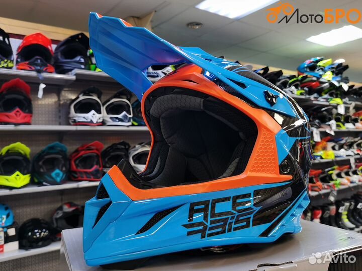 Шлем карбоновый Aсerbis steel carbon orange/blue