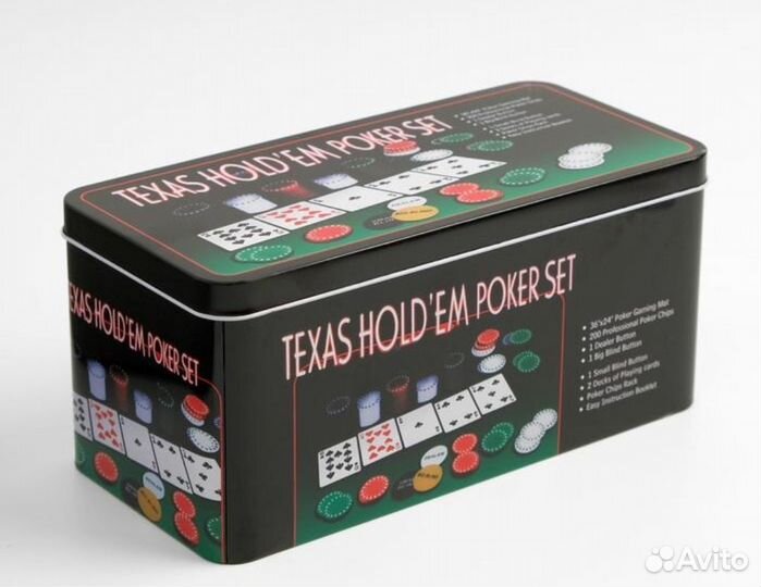 Покерный набор 200 фишек 2 колоды