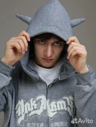 Зип худи с рожками оверсайз 48 р-р Новый