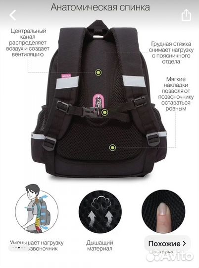 Рюкзак школьный для девочки grizzly