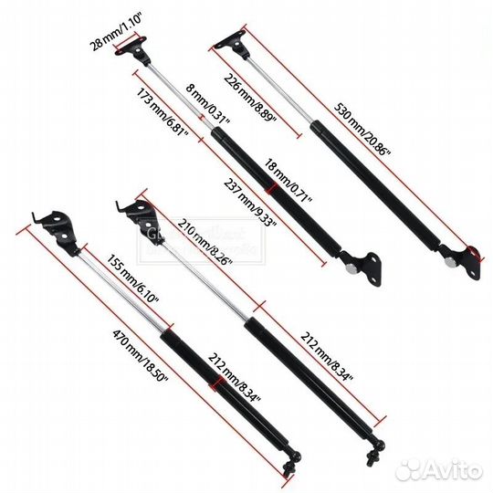 Газовые упоры капота и багажника Cruiser 80 90-97