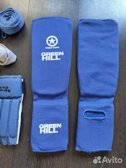 Защита голень-стопа Green Hill, перчатки, бинты