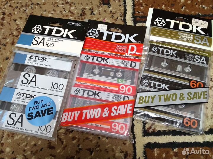 Аудиокассеты новые TDK SA 90 пак из 2х шт