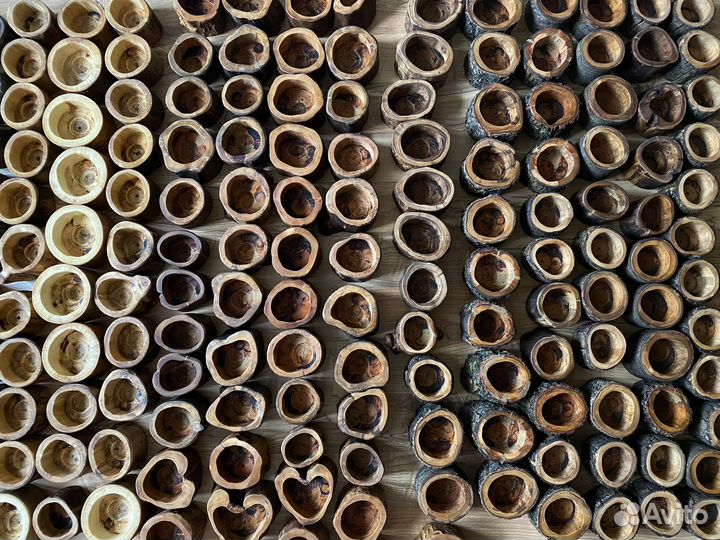 Спилы дерева, подсвечник деревянный