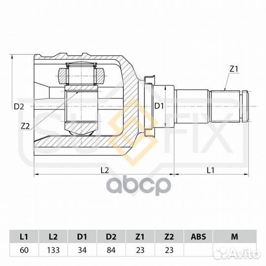 ШРУС внутренний перед лев ST1121 sufix