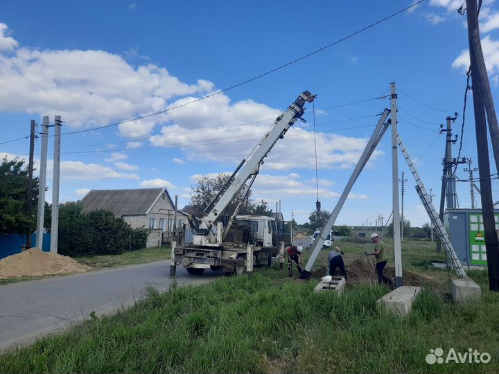 Установка опор лэп. Техническое подключение к сети