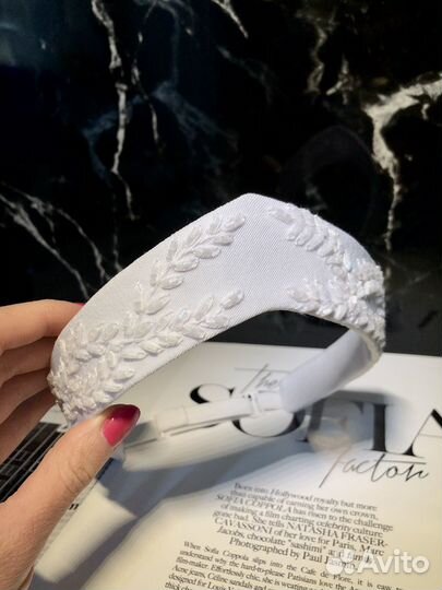 Ободок кокошник белый свадебный