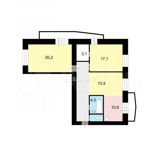 3-к. квартира, 85,9 м², 3/10 эт.