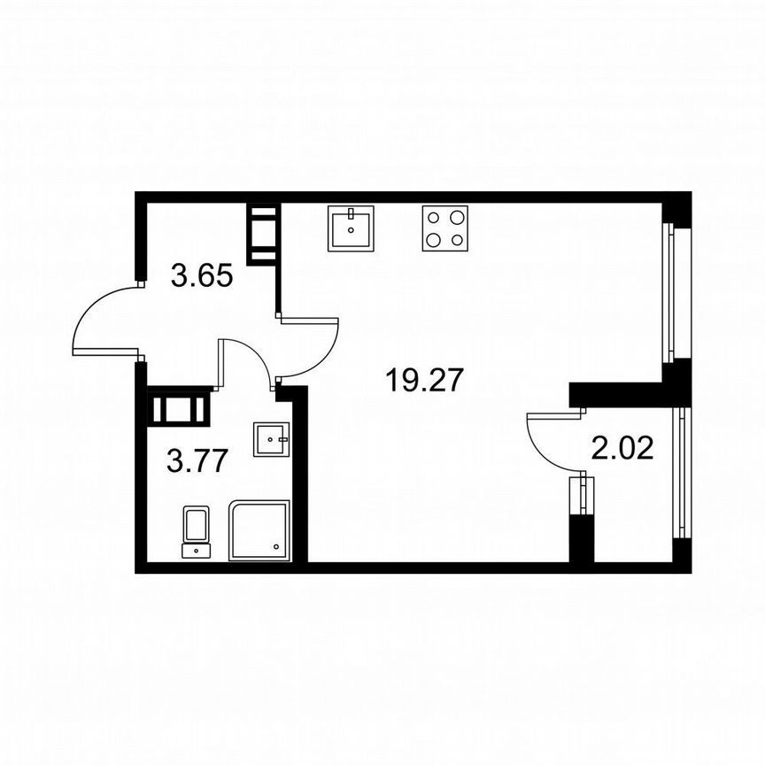 Квартира-студия, 27,7 м², 3/9 эт.