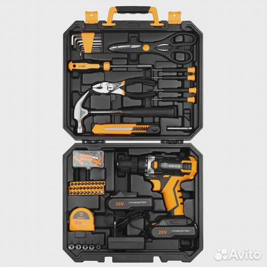 Дрель-шуруповерт deko dkcd20FU +104 предмета, 42Нм