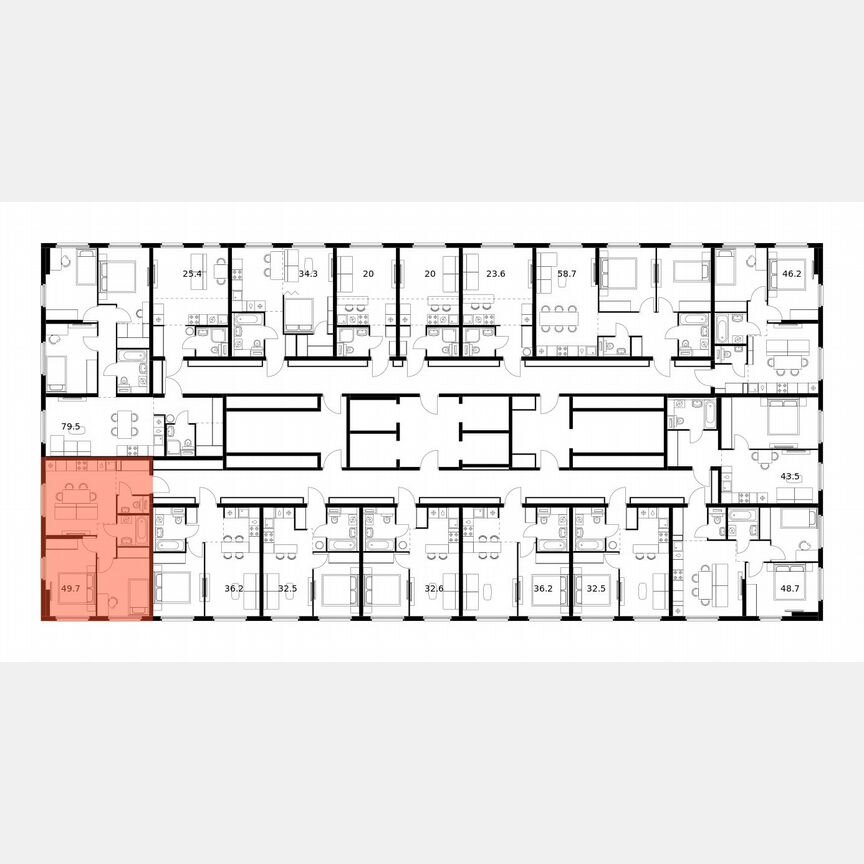 2-к. квартира, 49,6 м², 25/25 эт.