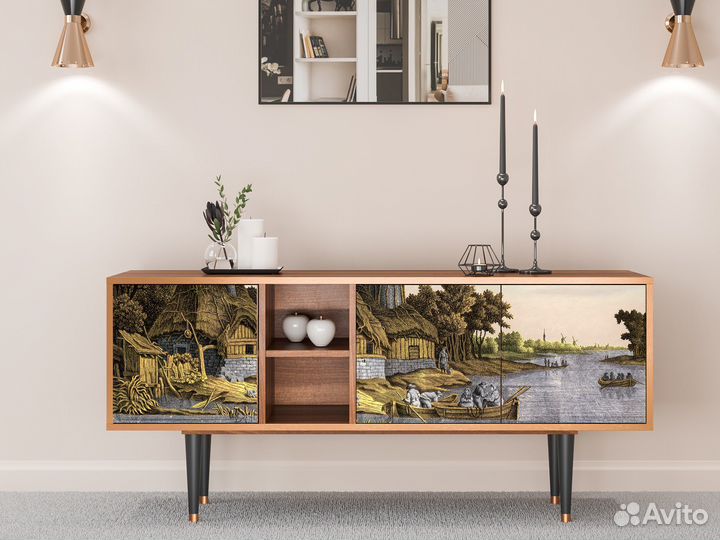 Тв-тумба T5 - Орех - Mill along a River