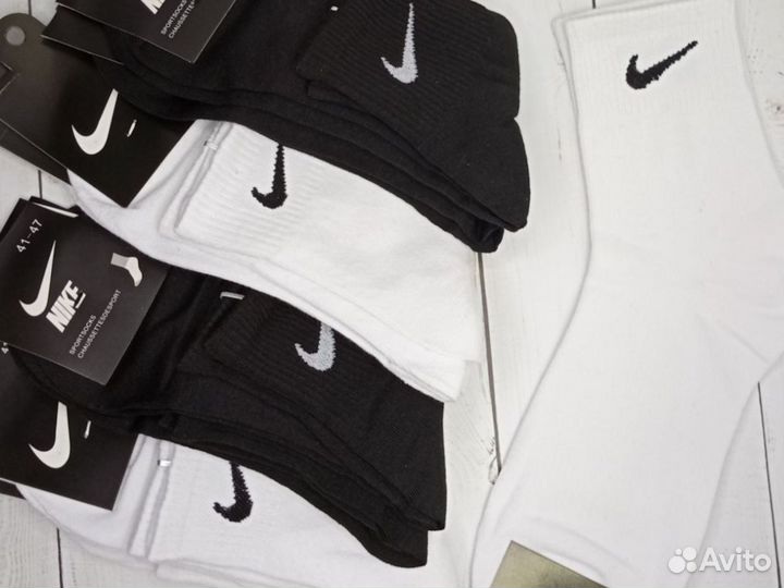 Белые чёрные носки Nike хлопок