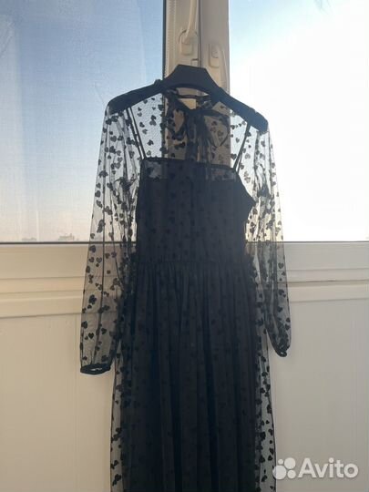 Новое вечернее черное платье 44 размер