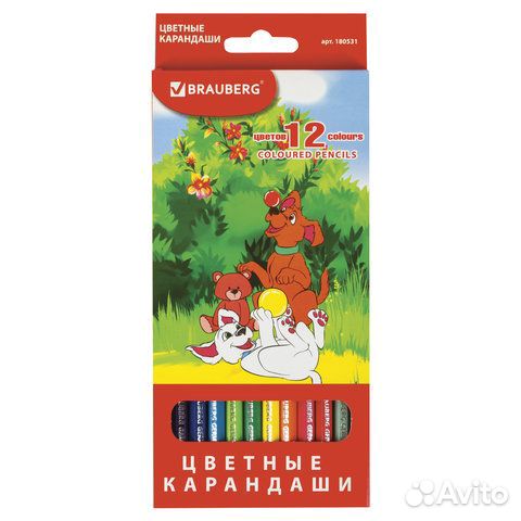 Карандаши цветные brauberg My lovely dogs, 12 цвет