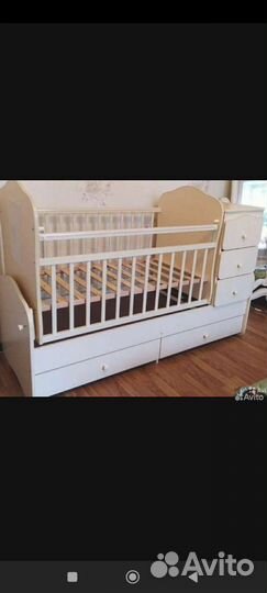 Детская кроватка трансформер с маятником 3в 1