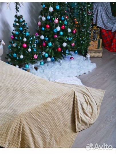 Новый плед 200 на 220 см бежевый