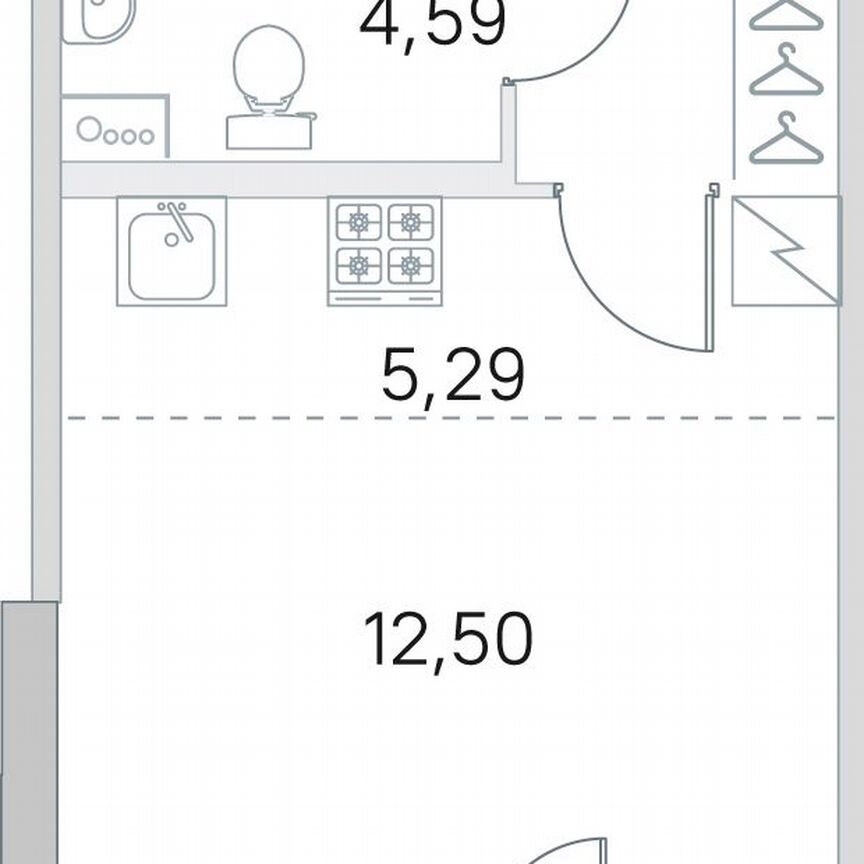 Квартира-студия, 26,8 м², 2/5 эт.