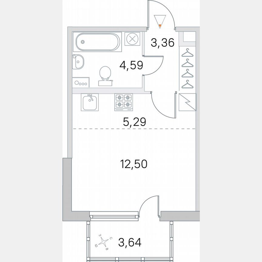 Квартира-студия, 26,8 м², 2/5 эт.