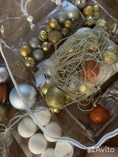 Пакет новогодние игрушки, гирлянда, звезда