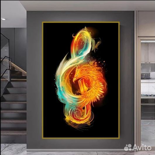 Картина маслом на холсте Золотой феникс