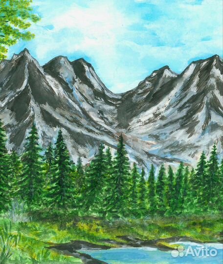 Интерьерная картина акварель 21*30 ручная роспись