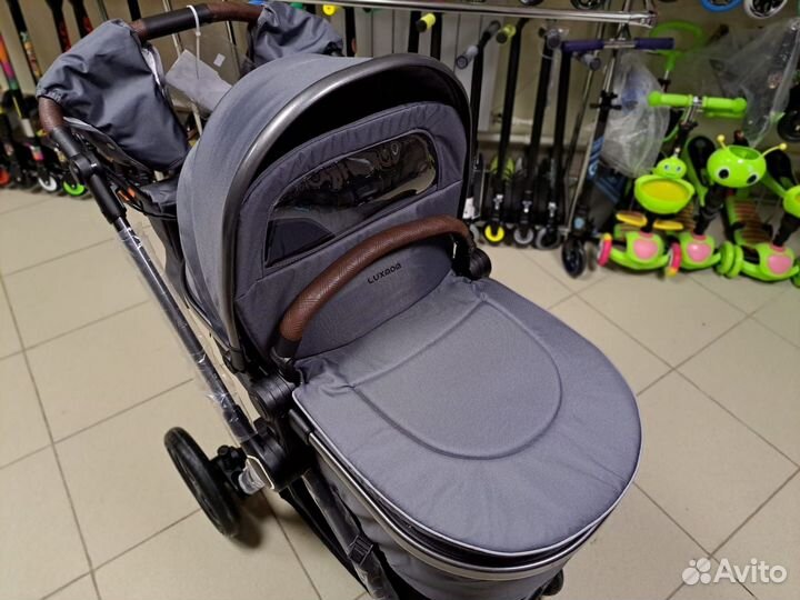 Коляска luxmom 3 в 1 А 4 серая