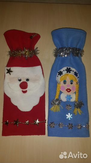 Новогодний чехол для бутылок на стол