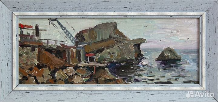 Картина маслом, морской пейзаж, Крым, ручная работ