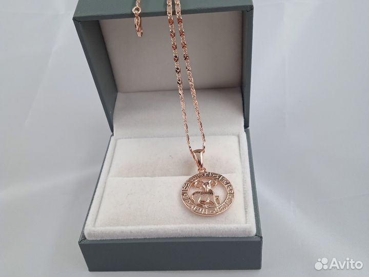 Кулон 2см,цепочка 50см позолоченая,овен