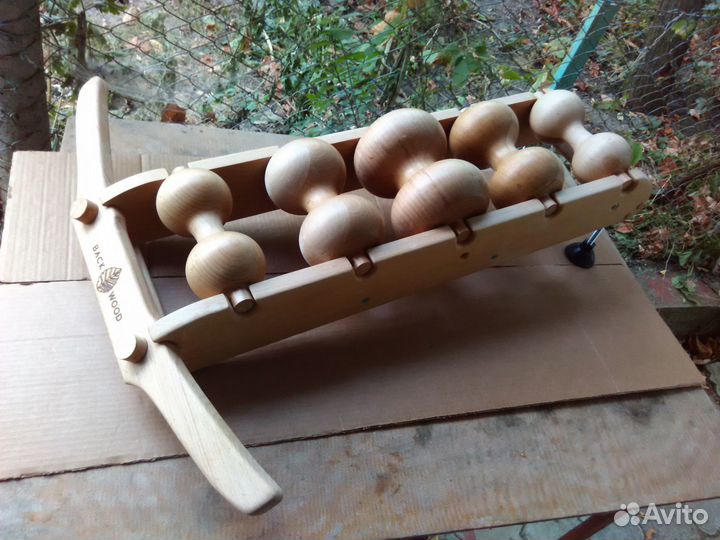 Массажёр деревянный BackWood 5 роликов + ролики