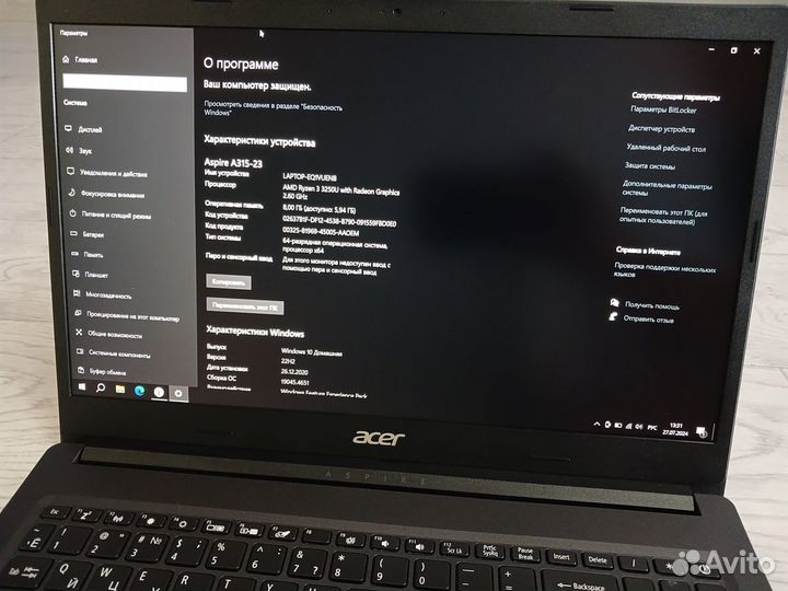 Ноутбук Acer Aspire A315-23 с процессором Ryzen 32