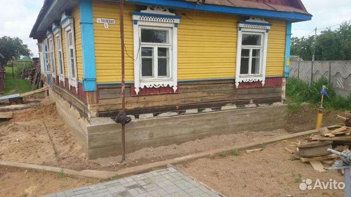 Ремонт фундамента и подъем дома